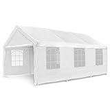 Hochwertiges Festzelt Partyzelt Pavillon 4x6 m weiß mit Seitenteilen für Garten als Unterstand Plane wasserdicht PE Dach 180 g/m² Stahlrohre